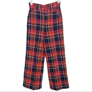 Vintage 70's Acrylic Plaid Stones Wear Bell Bottom Pants Girls Size 8